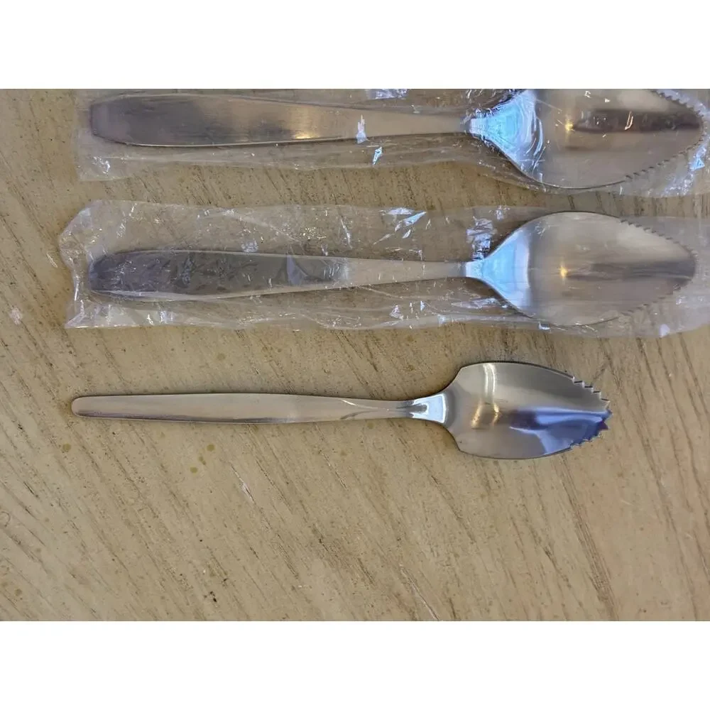 Lot 10 Stainless Steel Serrated Fruit Spoons Citrus Grapefruit China NEW NOS